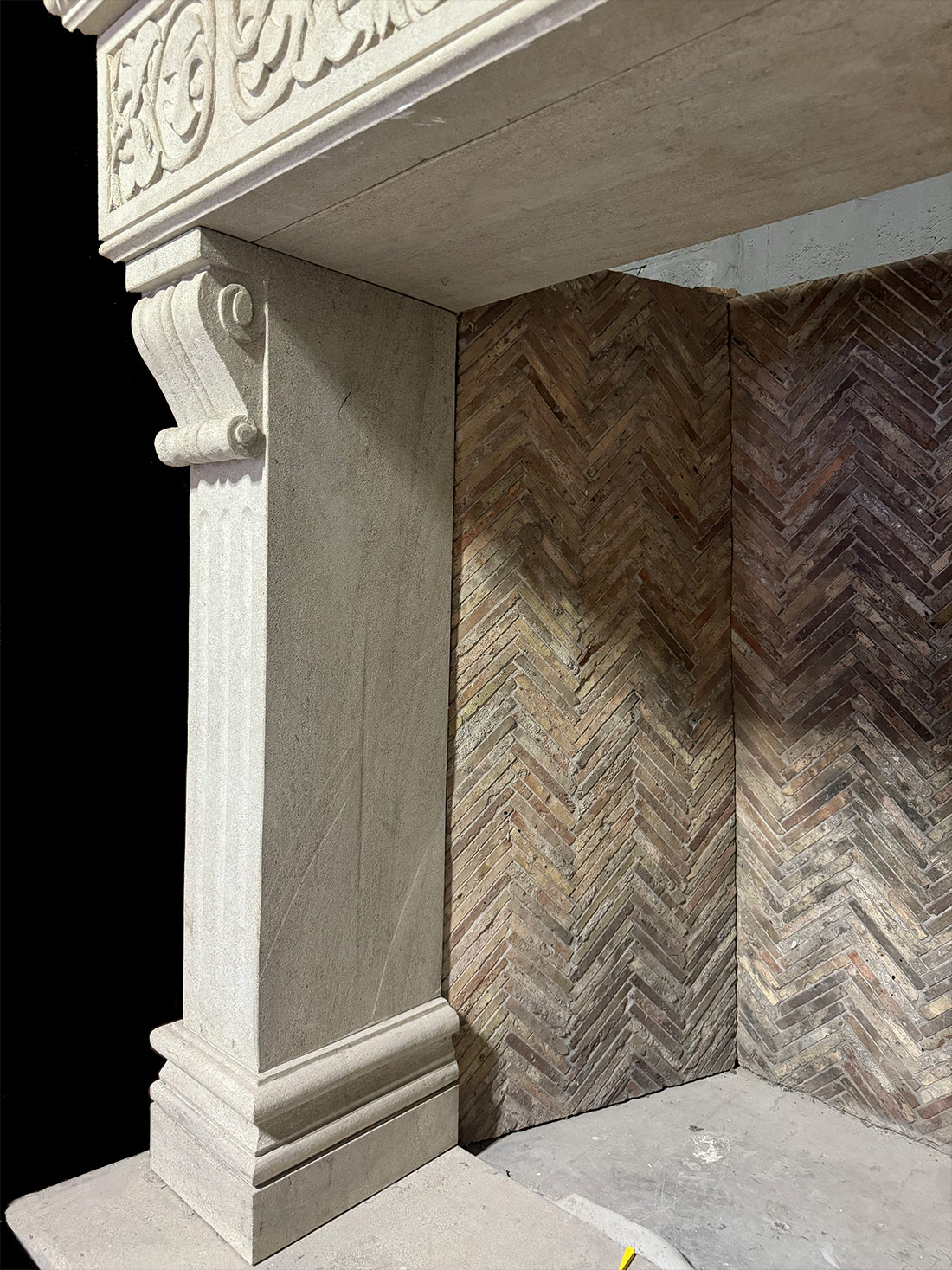 Custom Limestone Pattern Custom Firebox Design